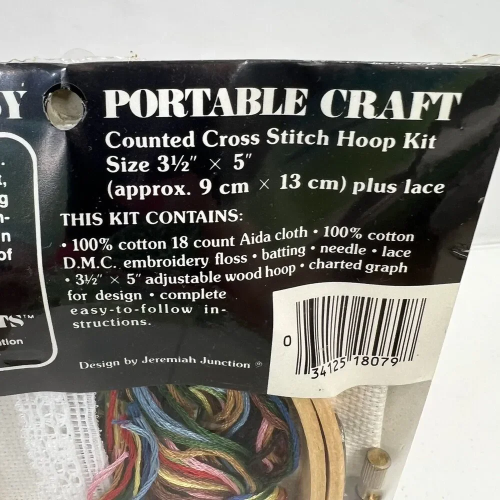 Vtg Paragon Needlecraft Kit Hoop Cross Stitch Kit Flower Basket Home Decor 3.5 5